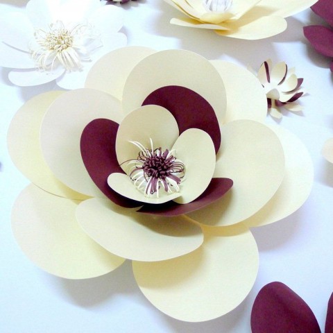 Бумажный цветок цвета марсала "Виола" 